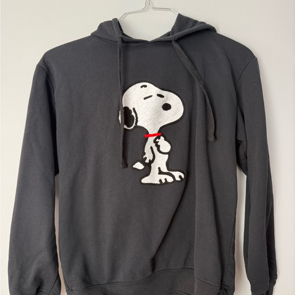 Peanuts Black Hoodie with Snoopy Design Girls Large